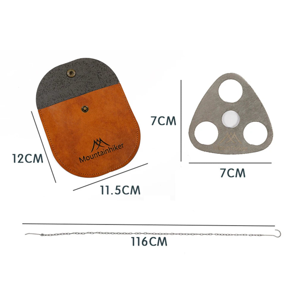 Camping Chain Hanger with Leather Bag – Adjustable Tripod Mount