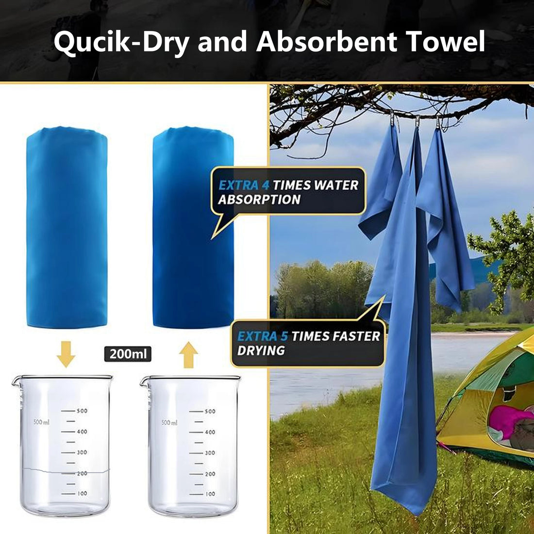 Quick-Dry Microfiber Towel – 40x80cm Lightweight Travel & Sports Towel