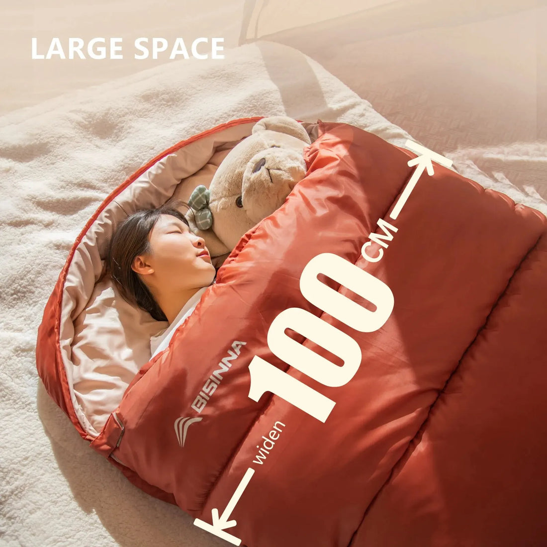 BISINNA 3-Season Camping Sleeping Bag – Lightweight & Extra Long